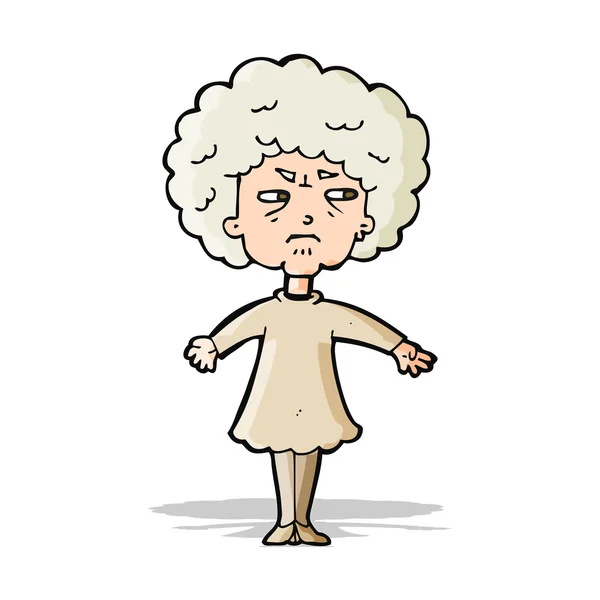 Καρτούν πικρή γριά γυναίκα — Διανυσματικό Αρχείο