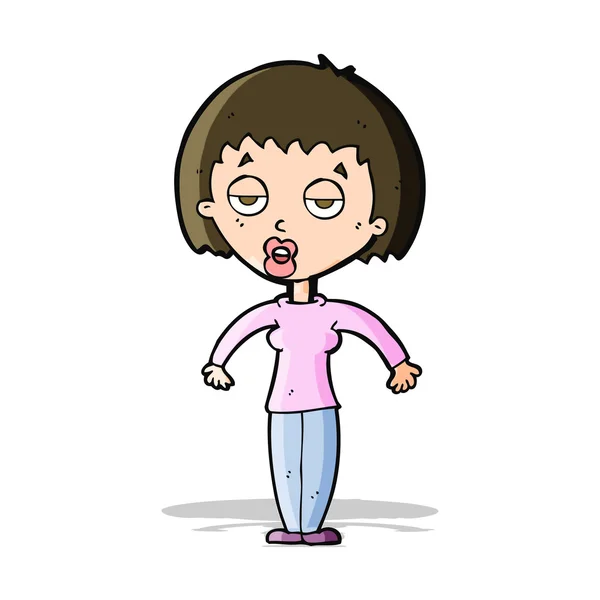 Cartoon vrouw shrugging schouders — Stockvector