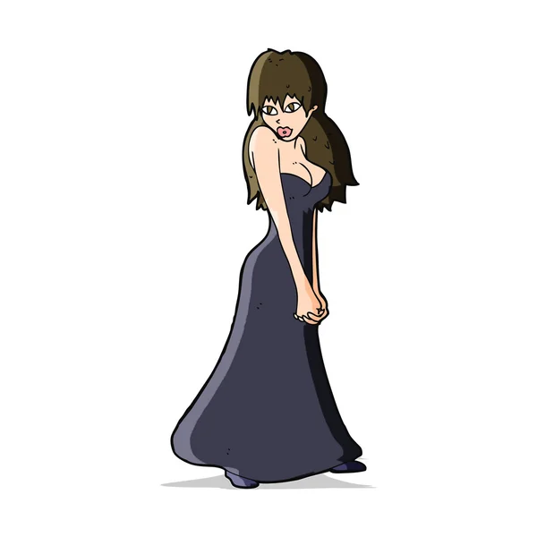 Cartoon pretty woman in dress — Stock Vector