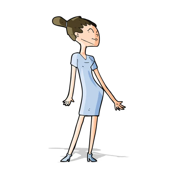 Mujer de dibujos animados en vestido — Archivo Imágenes Vectoriales