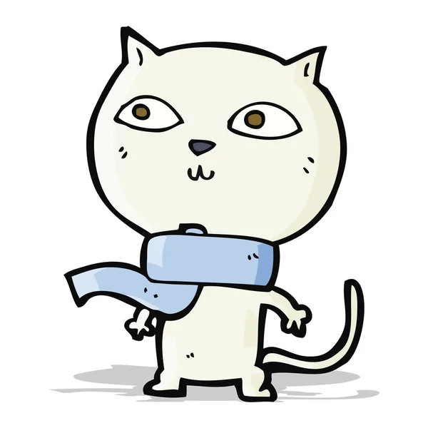 Мультяшный смешной кот в шарфе — стоковый вектор