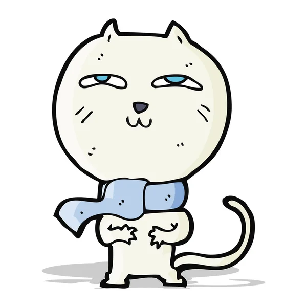 穿着围巾的卡通猫 — 图库矢量图片