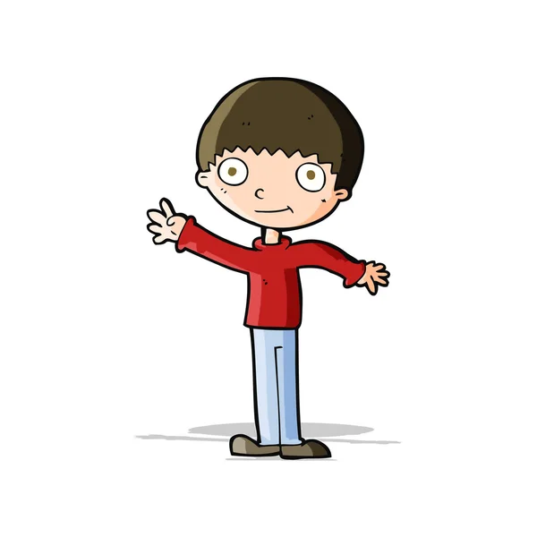 Dibujos animados niño saludando feliz — Archivo Imágenes Vectoriales