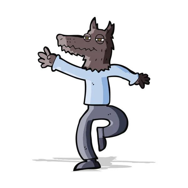 Cartoon happy wolf man — Stock Vector