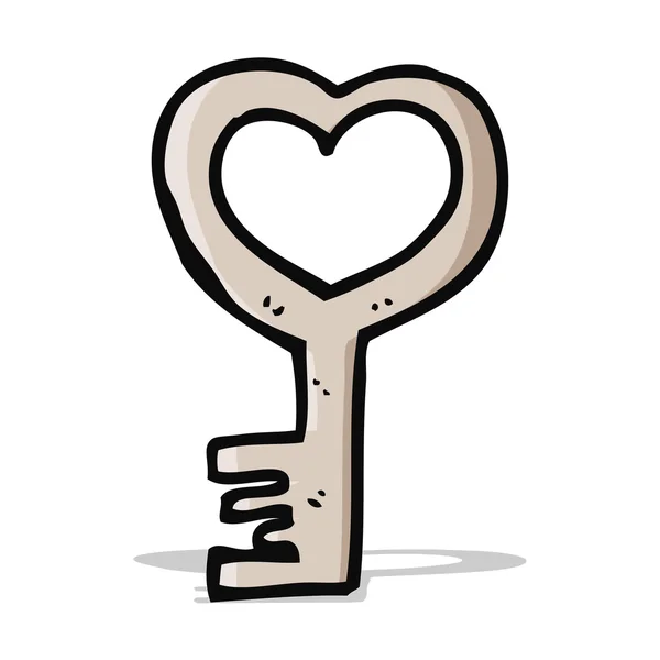 Cartoon heart shaped key — Stock Vector