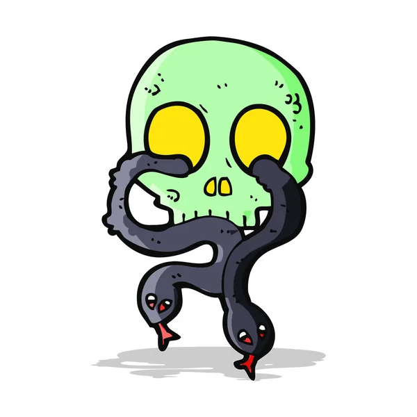 Crâne de dessin animé avec des serpents — Image vectorielle