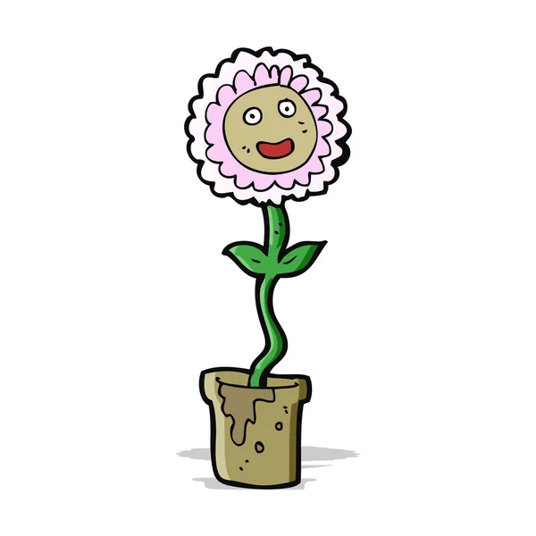 Karikatur Blume mit Gesicht — Stockvektor