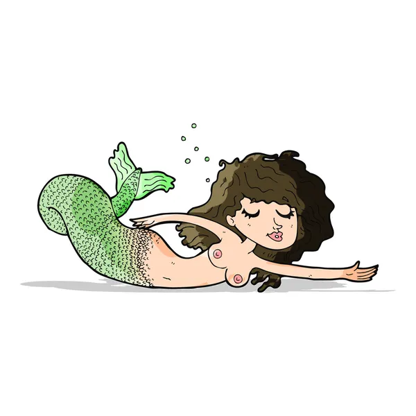 Dibujos animados sirena en topless — Archivo Imágenes Vectoriales