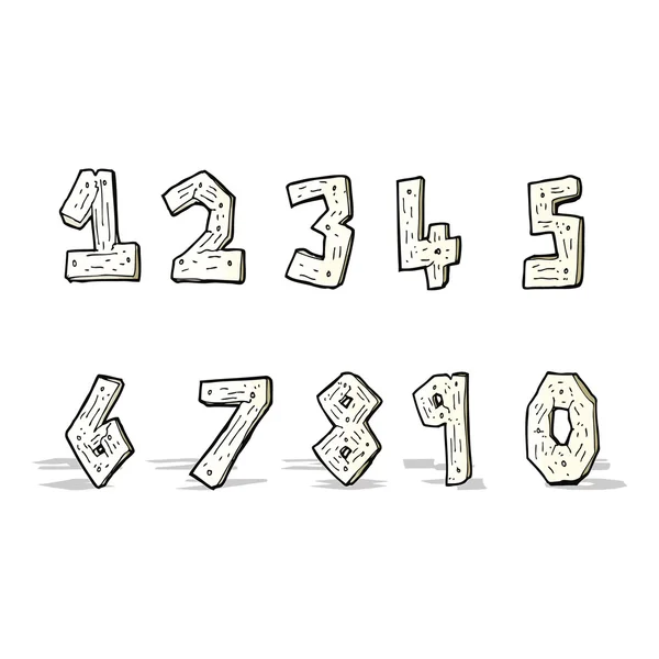 Cartoon wooden numbers — Stock Vector