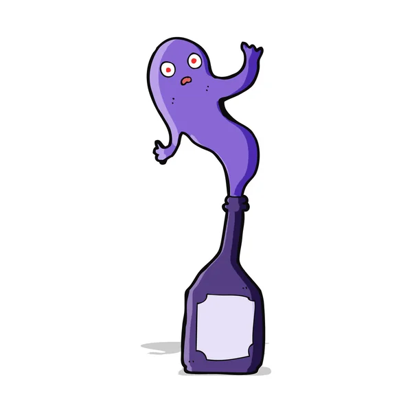 Dibujos animados fantasma en botella — Vector de stock