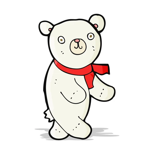 Lindo oso de peluche polar de dibujos animados — Vector de stock