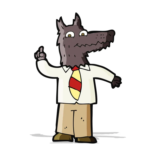 アイデアを持つ漫画ビジネス オオカミ — ストックベクタ