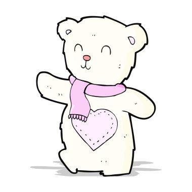 karikatür beyaz oyuncak ayı aşk dolu