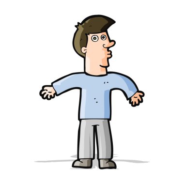 Çizgi filmdeki adam omuz silkiyor.