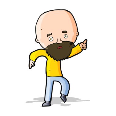 Çizgi film endişeli yaşlı adamın işaret ettiği