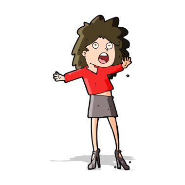 Çizgi filmdeki kadın topuklularla yürümekte zorlanıyor.