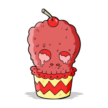Spooky kafatası cupcake karikatür