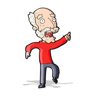 Çizgi film korkak yaşlı adam.