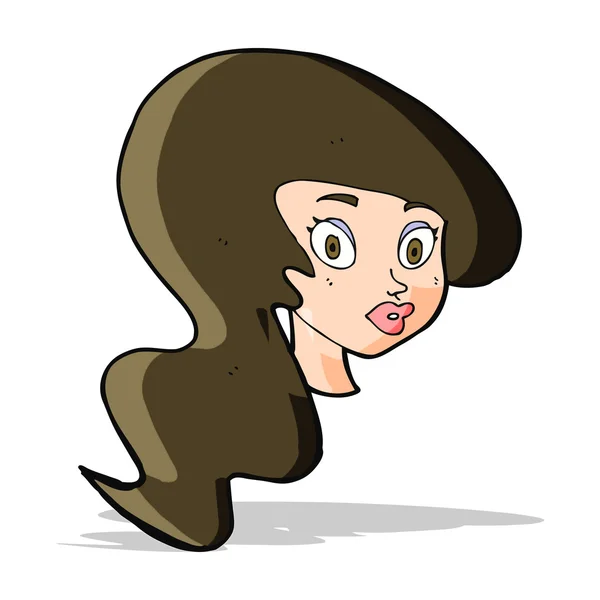 Dessin animé joli visage féminin — Image vectorielle