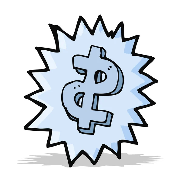 Símbolo del dólar de dibujos animados — Vector de stock