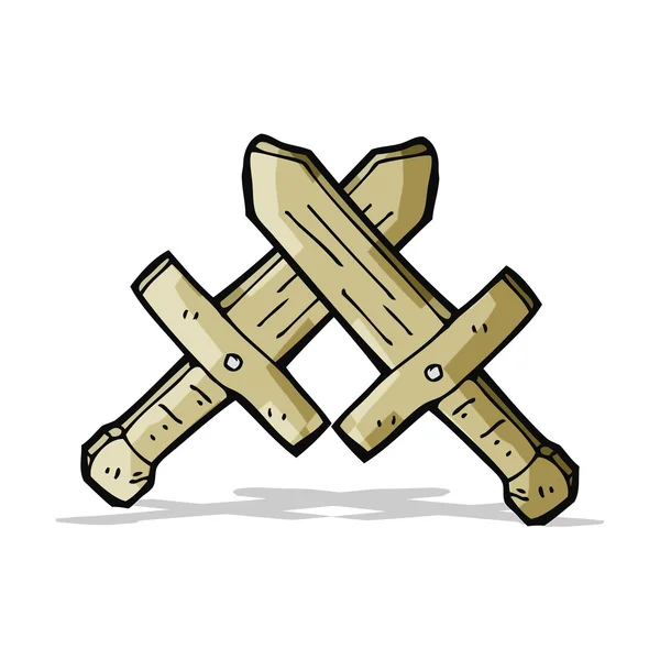 Cartoon wooden swords — Stock Vector