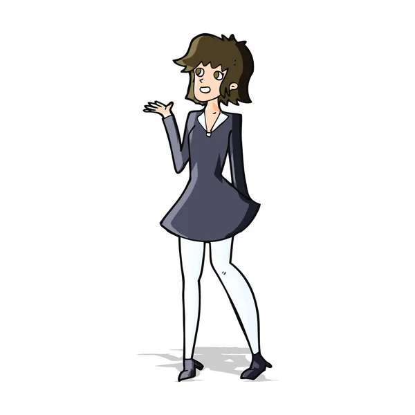 Cartoon pretty woman in dress — Stock Vector
