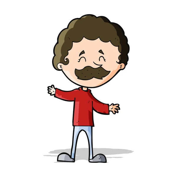 Cartoon gelukkig man met snor — Stockvector