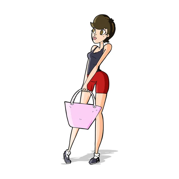 Desenhos animados mulher atraente compras — Vetor de Stock