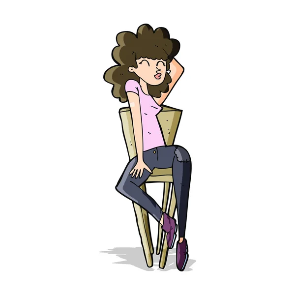 Cartoon woman posing on chair — Stock Vector