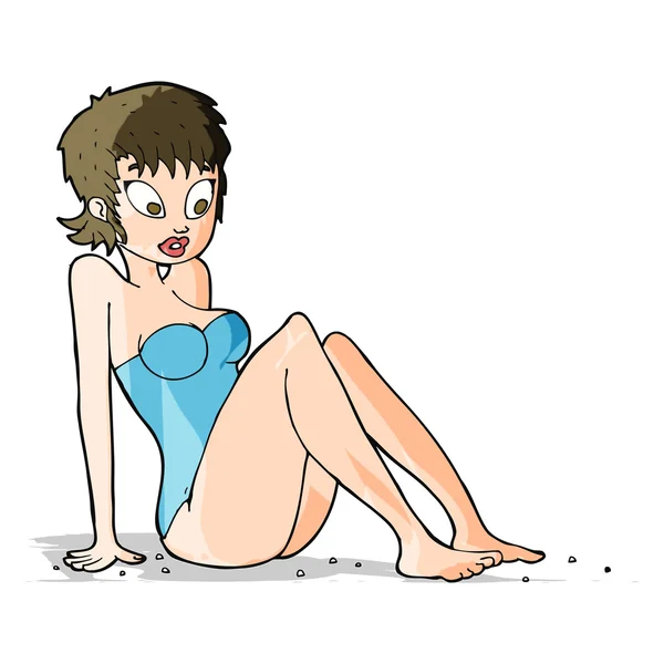 Mujer de dibujos animados en traje de baño — Archivo Imágenes Vectoriales