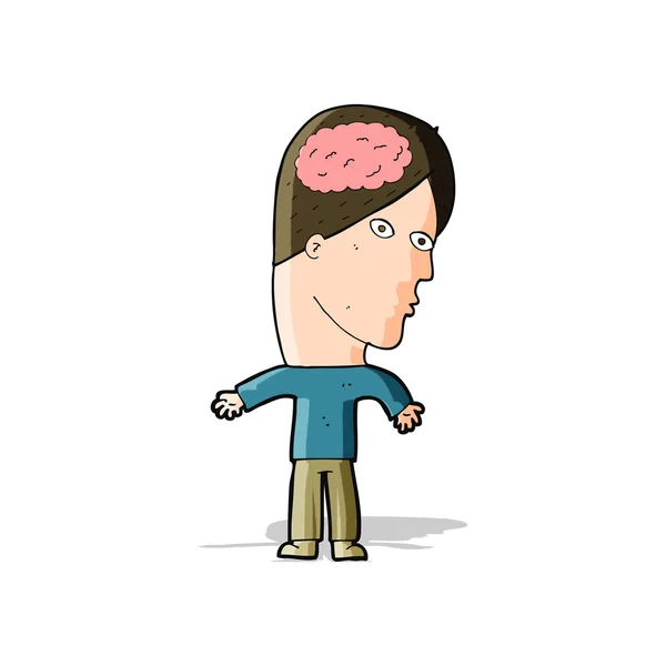Homem dos desenhos animados com símbolo do cérebro —  Vetores de Stock