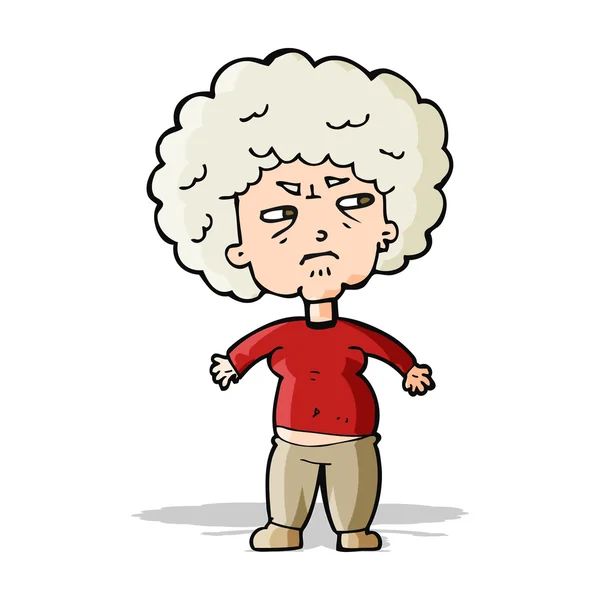 Cartoon annoyed old woman — Stock Vector