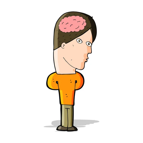 Hombre de dibujos animados con gran cerebro — Vector de stock