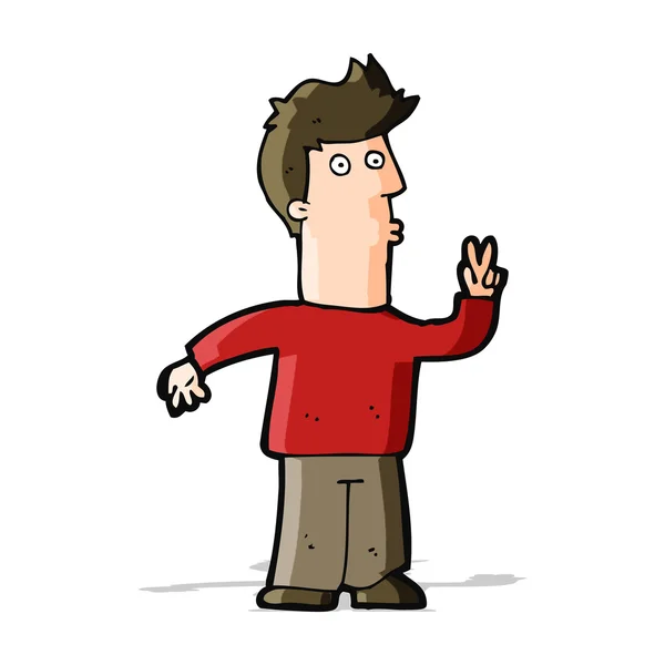 Hombre de dibujos animados señalización con la mano — Vector de stock