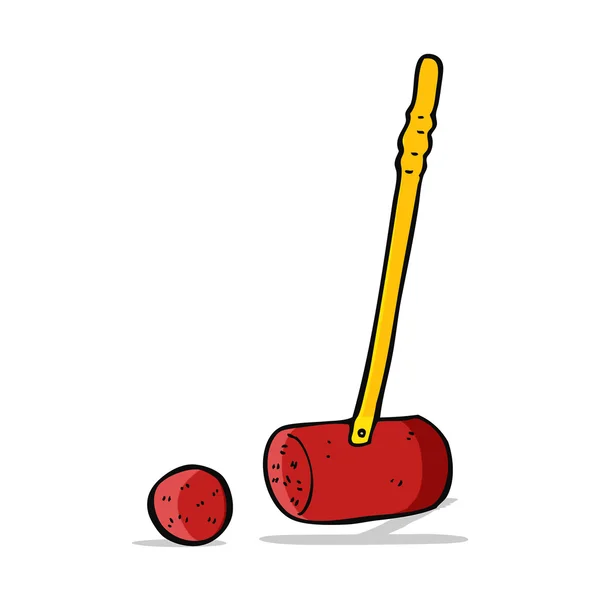 Caricatura croquet mazo y bola — Vector de stock