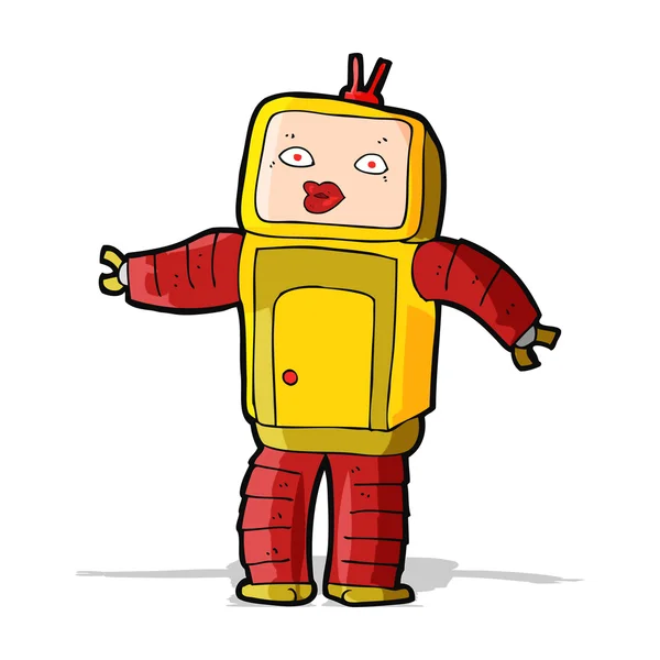Komik karikatür robot — Stok Vektör