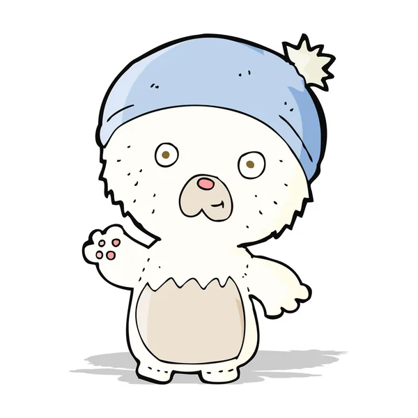 Dibujos animados lindo osito de peluche en sombrero — Vector de stock