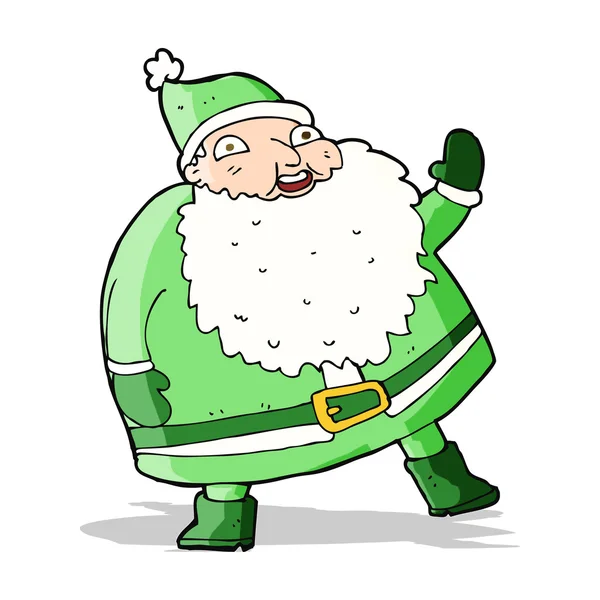 Funny waving santa claus cartoon — Stock Vector