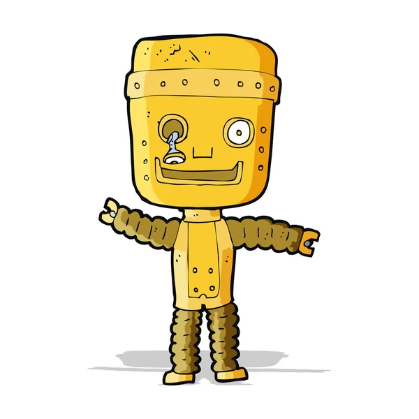 Robot emas lucu kartun - Stok Vektor