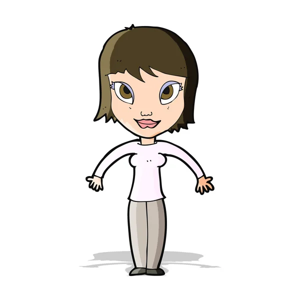 Cartoon vrouw shrugging schouders — Stockvector