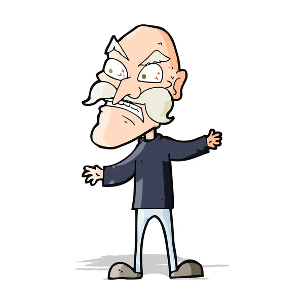 Cartoon angry old man — Stock Vector