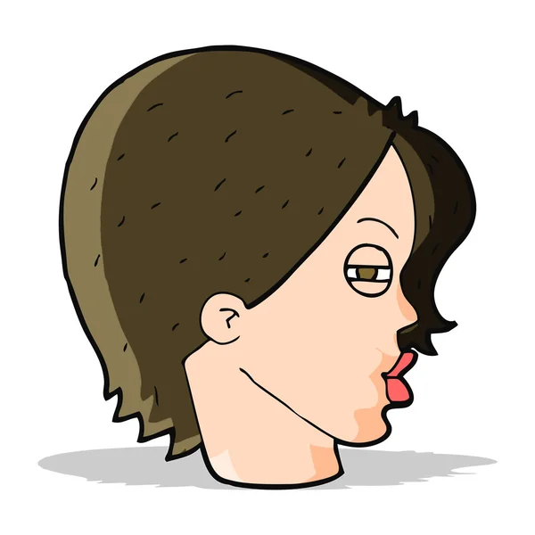 Cartone animato volto femminile con gli occhi ristretti — Vettoriale Stock