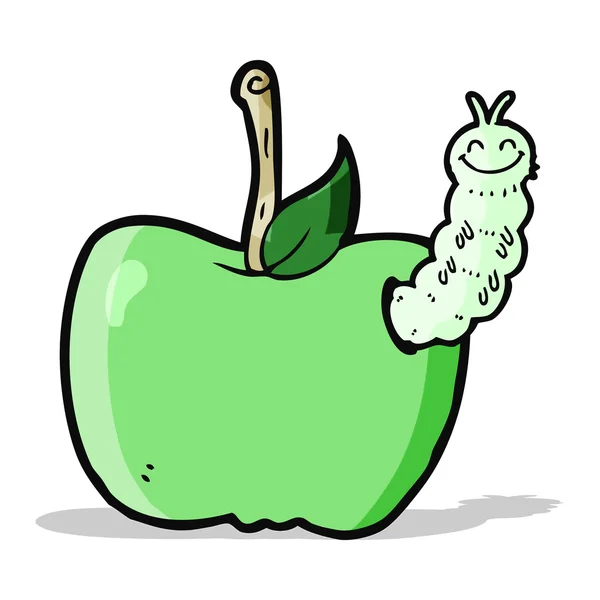 Manzana de dibujos animados con insecto — Archivo Imágenes Vectoriales