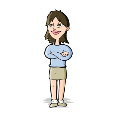 karikatür gururlu kadın