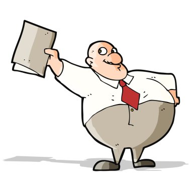 karikatür mutlu patron ile dosya