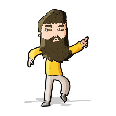 Çizgi film sakallı adam yolu gösteriyor.