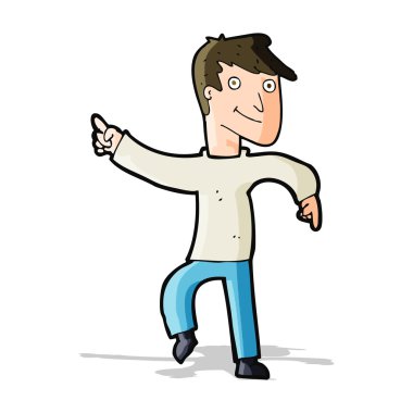 Çizgi film mutlu adam işaret ediyor.