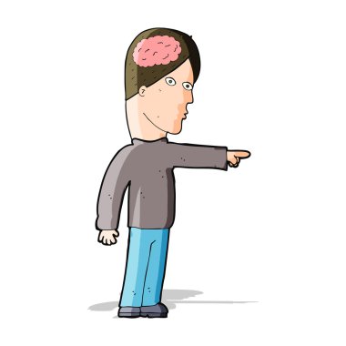 Çizgi filmdeki akıllı adam işaret ediyor