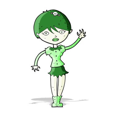 Çizgi filmdeki vampir kız el sallıyor