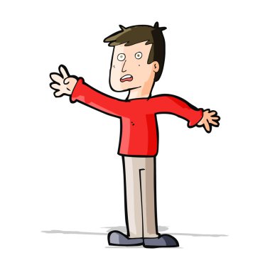 Çizgi film endişeli adam uzanıyor